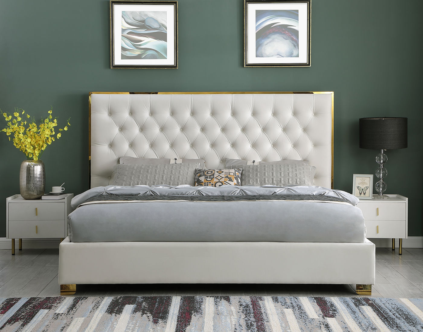 Rose Cream Platform Bed King B600