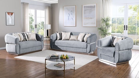 Carmela Grey Fabric Sofa and Loveseat S3500