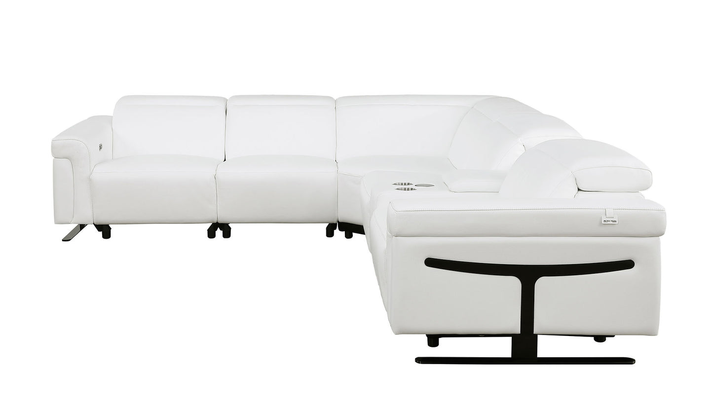 Lucca White 6pc 2-POWER Reclining Sectional MI-1110