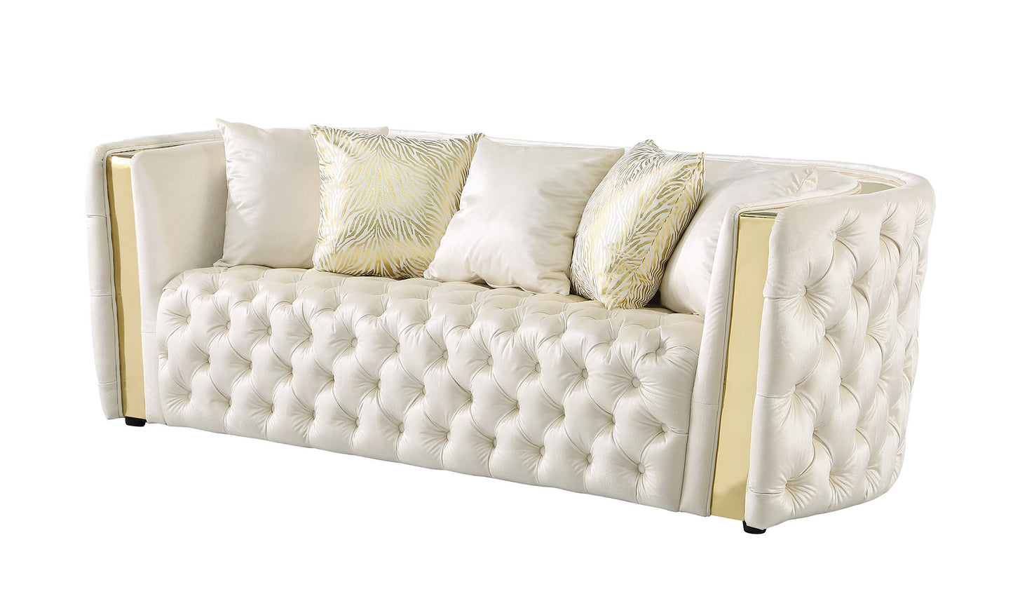 Roka White Velvet Sofa and Loveseat S8290