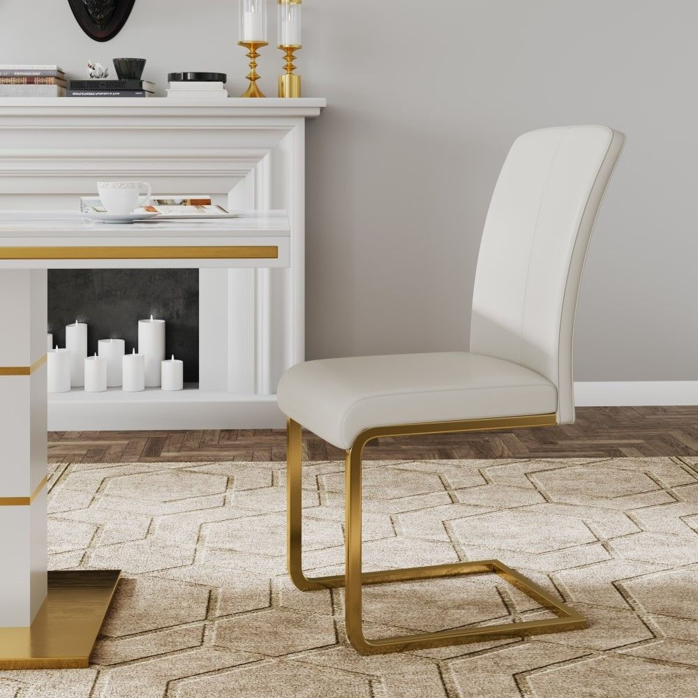 Uno White PU/Gold Chair