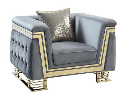 Ashton Grey/Gold Velvet Sofa and Loveseat S4040