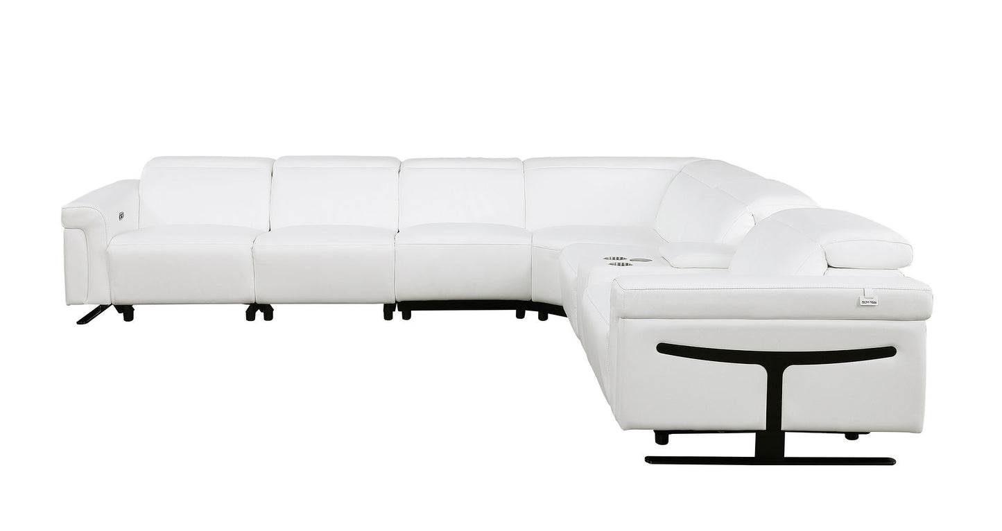 Lucca White 7pc 3-POWER Reclining Sectional MI-1110