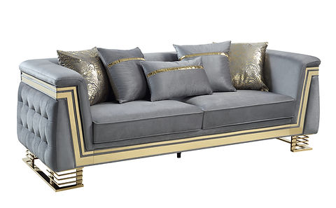 Ashton Grey/Gold Velvet Sofa and Loveseat S4040