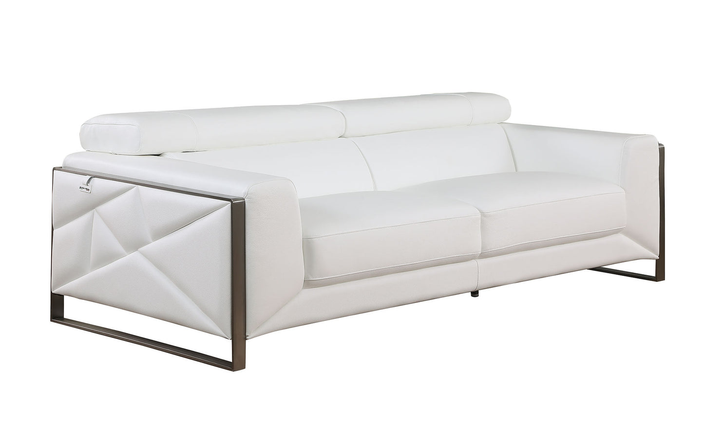 Giorgio White Italian Leather Sofa and Loveseat MI-989