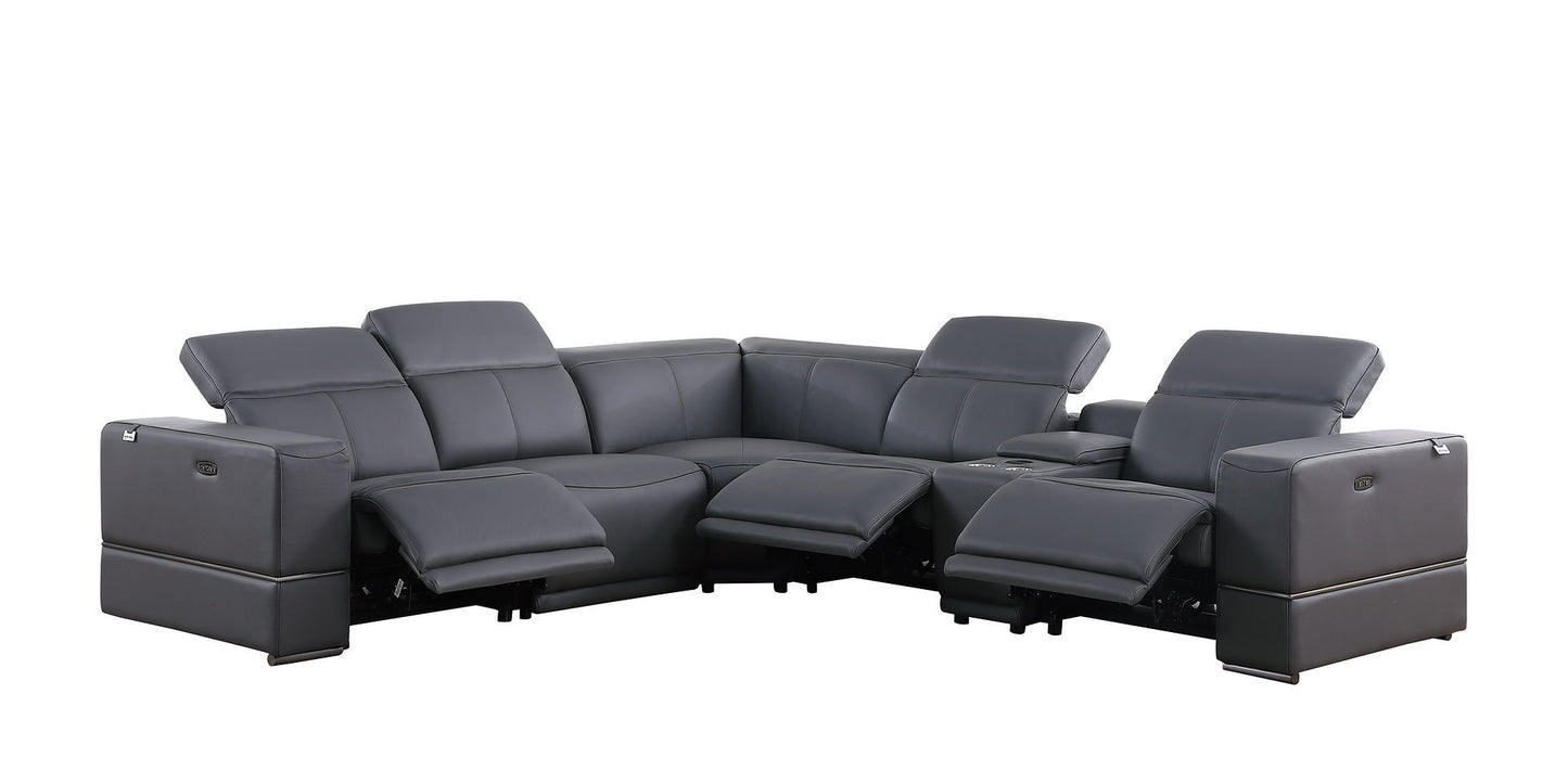 Franco Dark Grey 6pc 2-POWER Reclining Sectional MI-1122