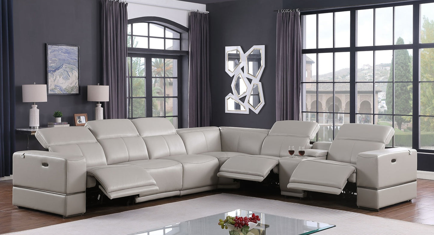 Franco Grey 7pc 3-POWER Reclining Sectional MI-1122