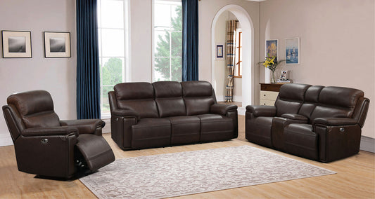 El Paso Brown POWER/LEATHER 3pc Reclining Set S7275