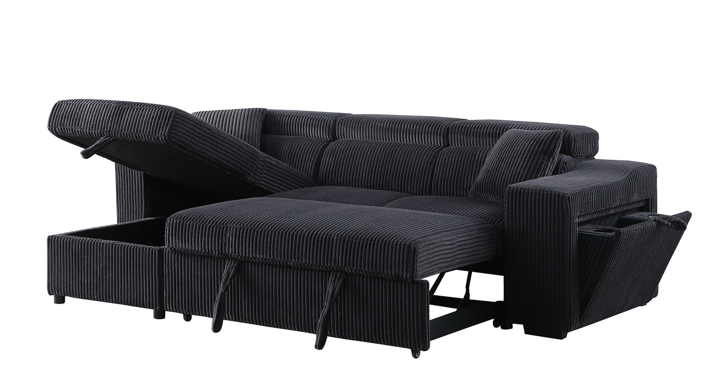 Bonaterra Black Reversible Sectional Pull-Out Bed S8977