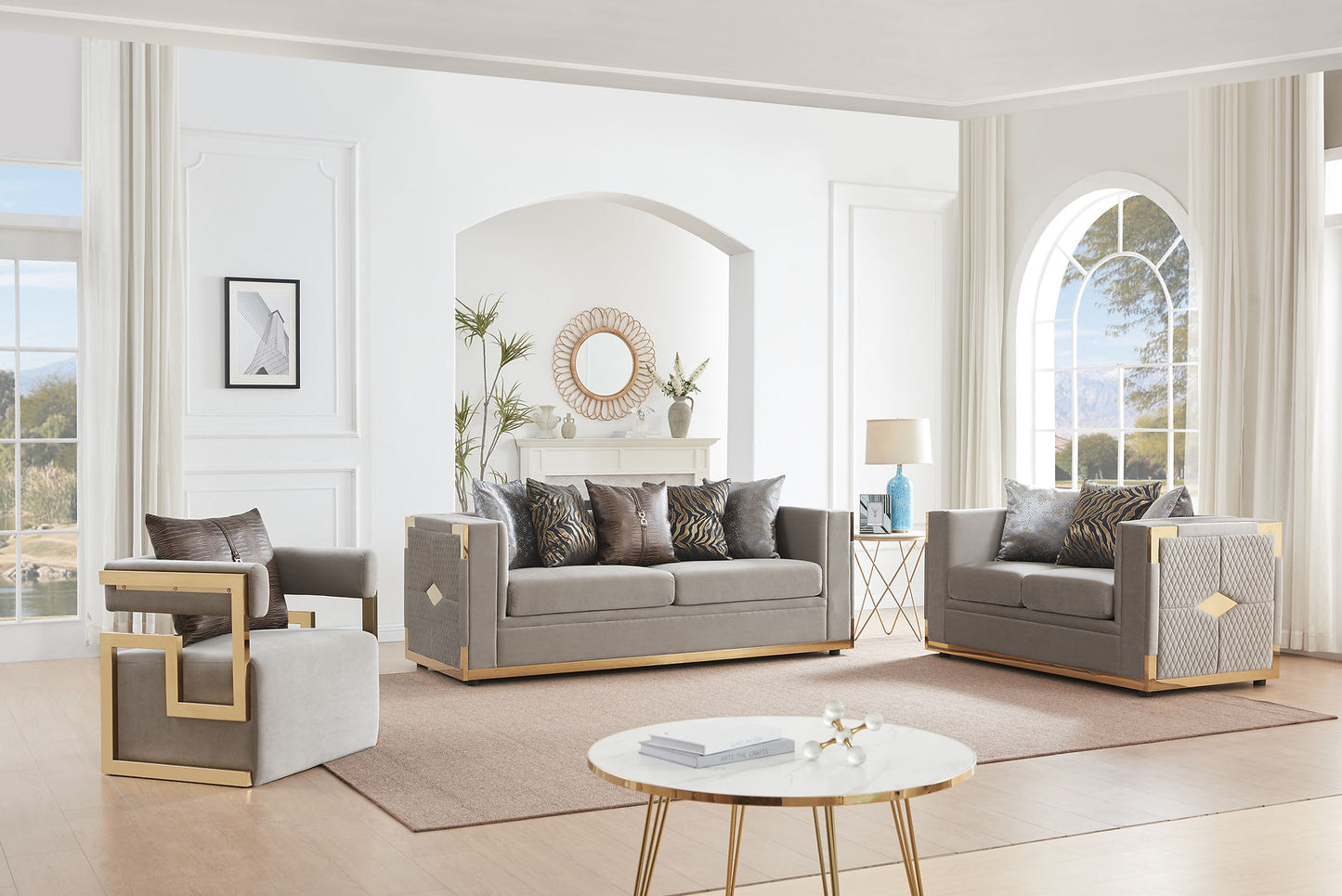 Juliet Taupe Sofa and Loveseat S3040