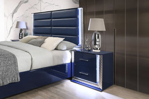 Aya Navy Blue LED Platform Bedroom Set B80