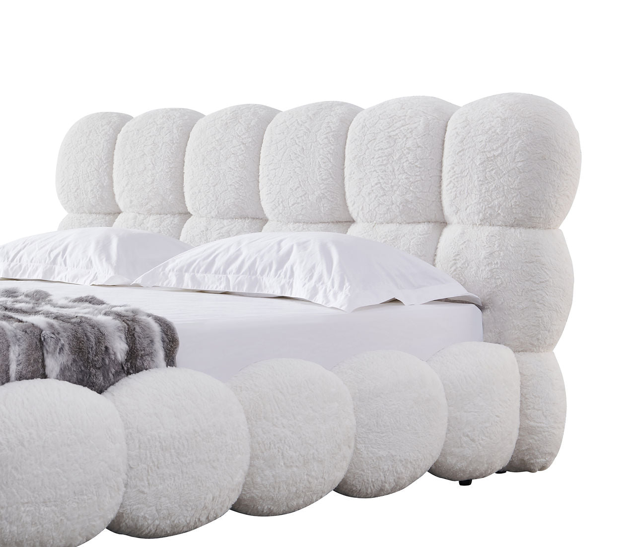 Coco White Alpaca Queen Platform Bed B195