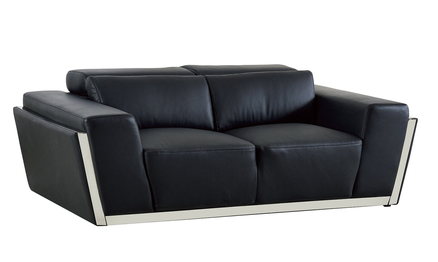 Domo Black TOP GRAIN LEATHER Sofa and Loveseat MI-8010