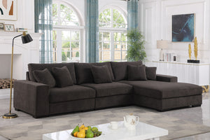 Comfy Grey Chenille 3pc Sectional S859