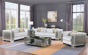 Token White Velvet Sofa and Loveseat S6061