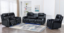 Load image into Gallery viewer, Lex Black POWER/LED/BLUETOOTH SPEAKERS 3pc Reclining Set S7269
