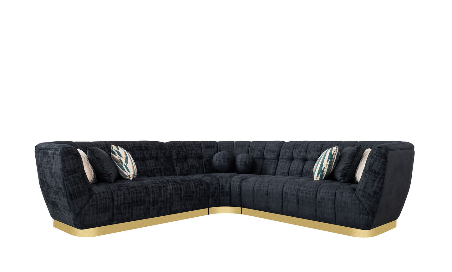 Rosa Black Premium Fabric Sectional S2030