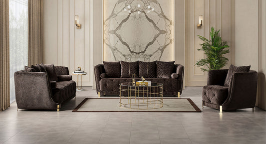 Elit Brown Sofa and Loveseat