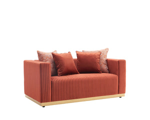 Alisha Rust  Velvet 3pc Living Room Set S3168