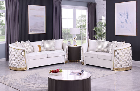 Athena Cream Sofa and Loveseat S3800