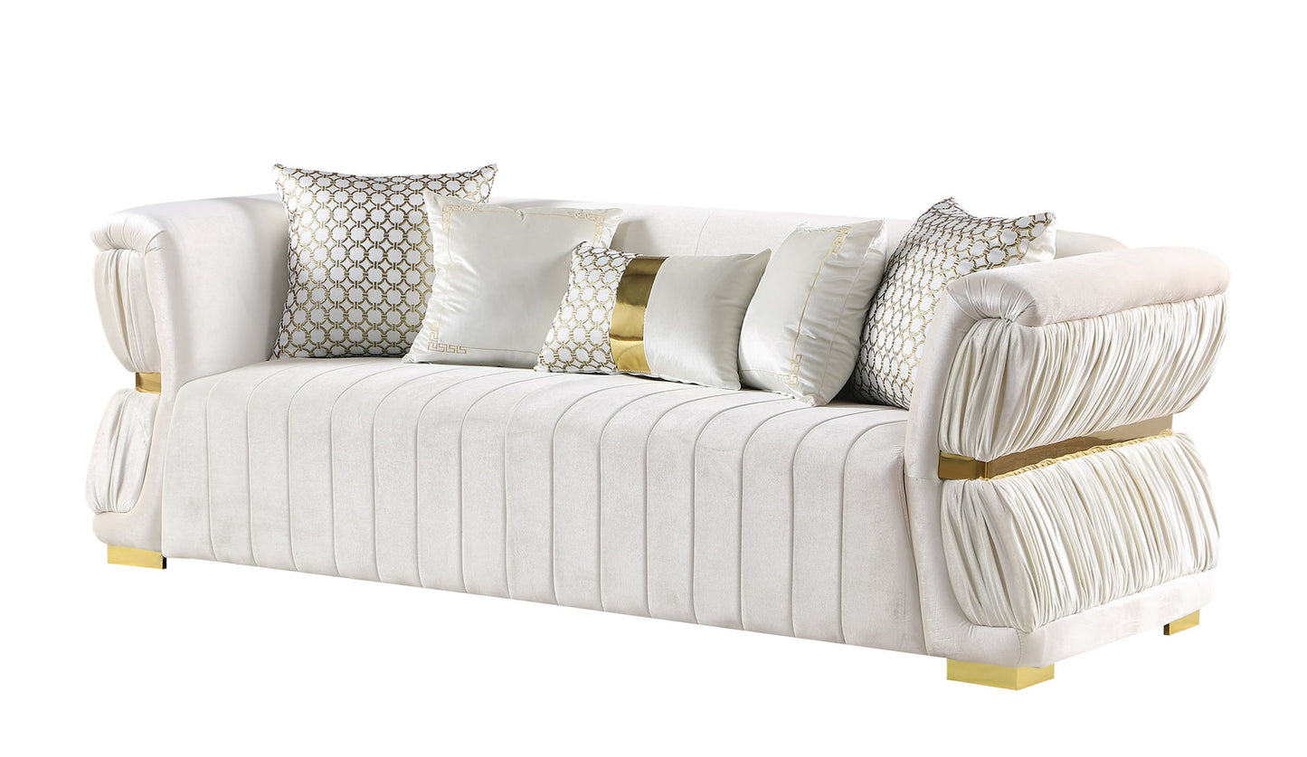 Anna White Velvet Sofa and Loveseat  S2003