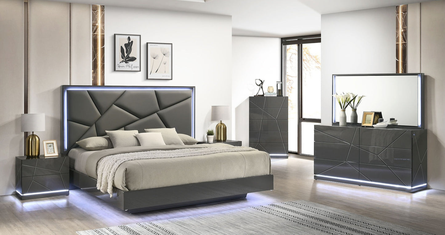 Lily Grey LED Bedroom Set B86