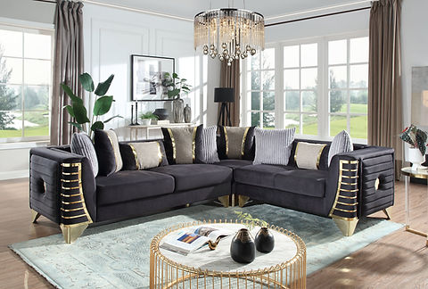 Donovan Black/Gold Sectional S4020