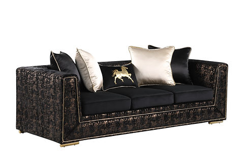Konya Black/Gold Fabric Sofa and Loveseat S1500