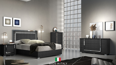 Antonella Collection Black LED Italian Bedroom Set