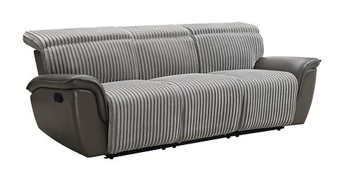 Twist Grey Thick Stripe Fabric 3pc Reclining Set S9112