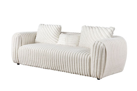 Eli White Stripe Fabric Sofa and Loveseat S8809