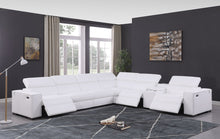 Load image into Gallery viewer, Picasso White 3 POWER  Leather Match 7pc Sectional  MI631