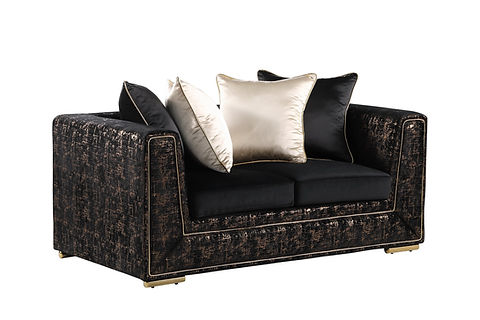 Konya Black/Gold Fabric Sofa and Loveseat S1500