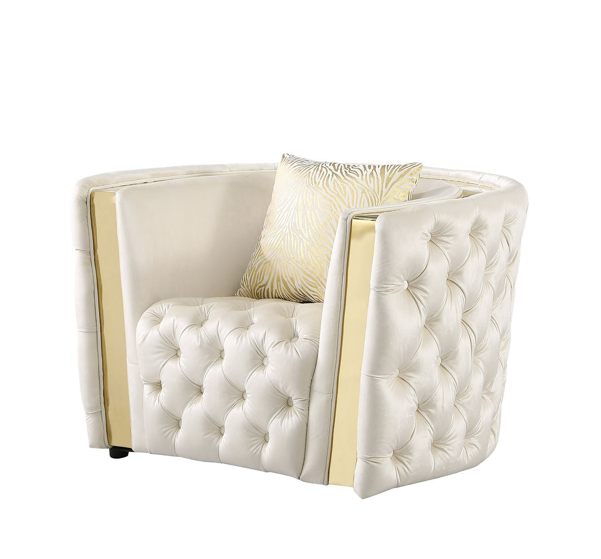 Roka White Velvet Sofa and Loveseat S8290