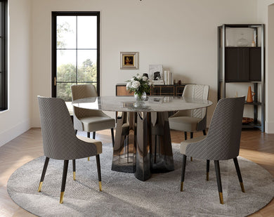 Luxe&Rani Grey 5pc Dining Room Set  (Faux Marble)