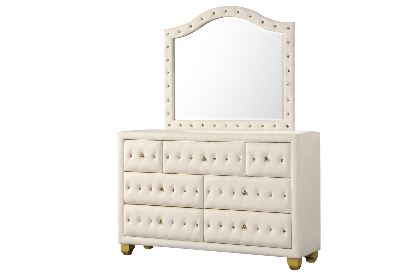 Olivia Beige Velvet Platform Bedroom Set B2029