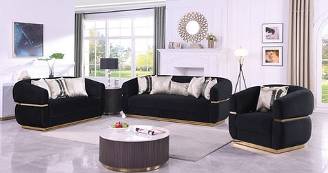 Carmela Black Fabric Sofa and Loveseat S3500