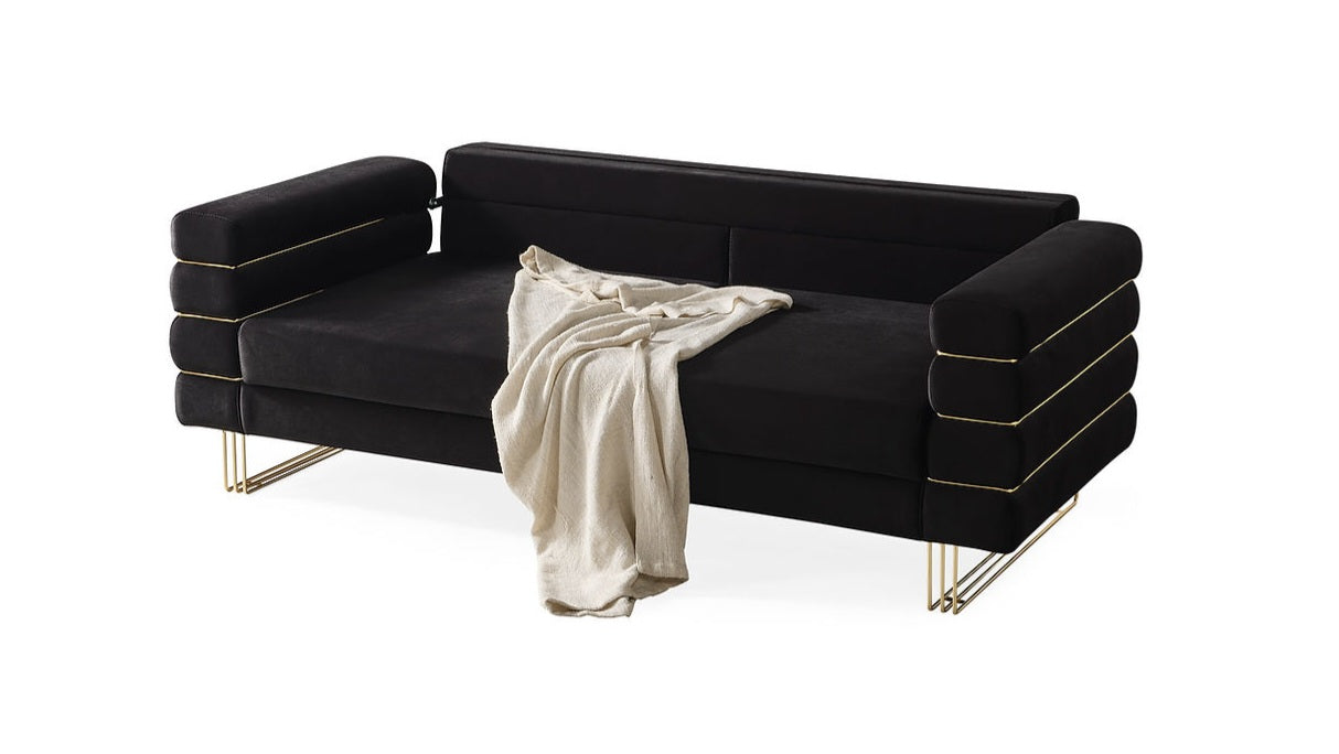 Luma Black Velvet Sofa and Loveseat