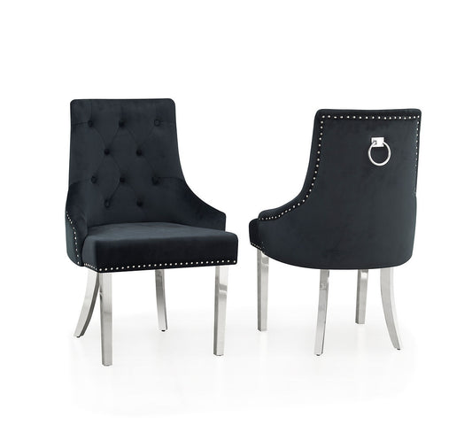 Havana Black Velvet/Chrome Chair D863