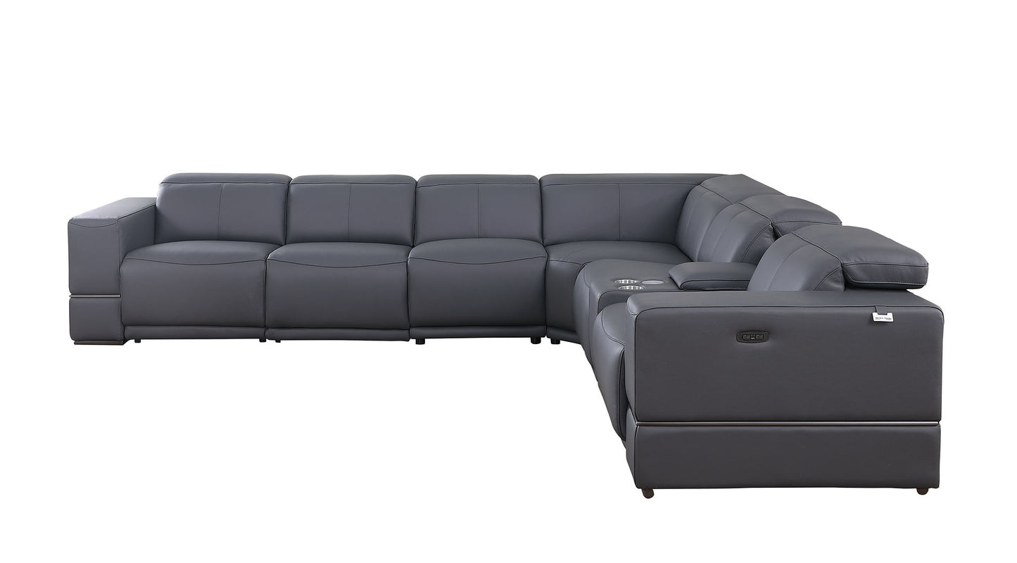 Franco Dark Grey 7pc 3-POWER Reclining Sectional MI-1122