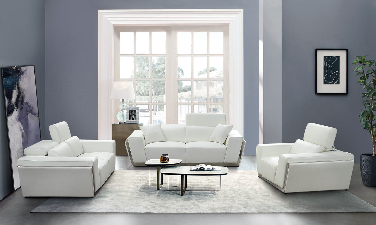 Domo White TOP GRAIN LEATHER Sofa and Loveseat MI-8010