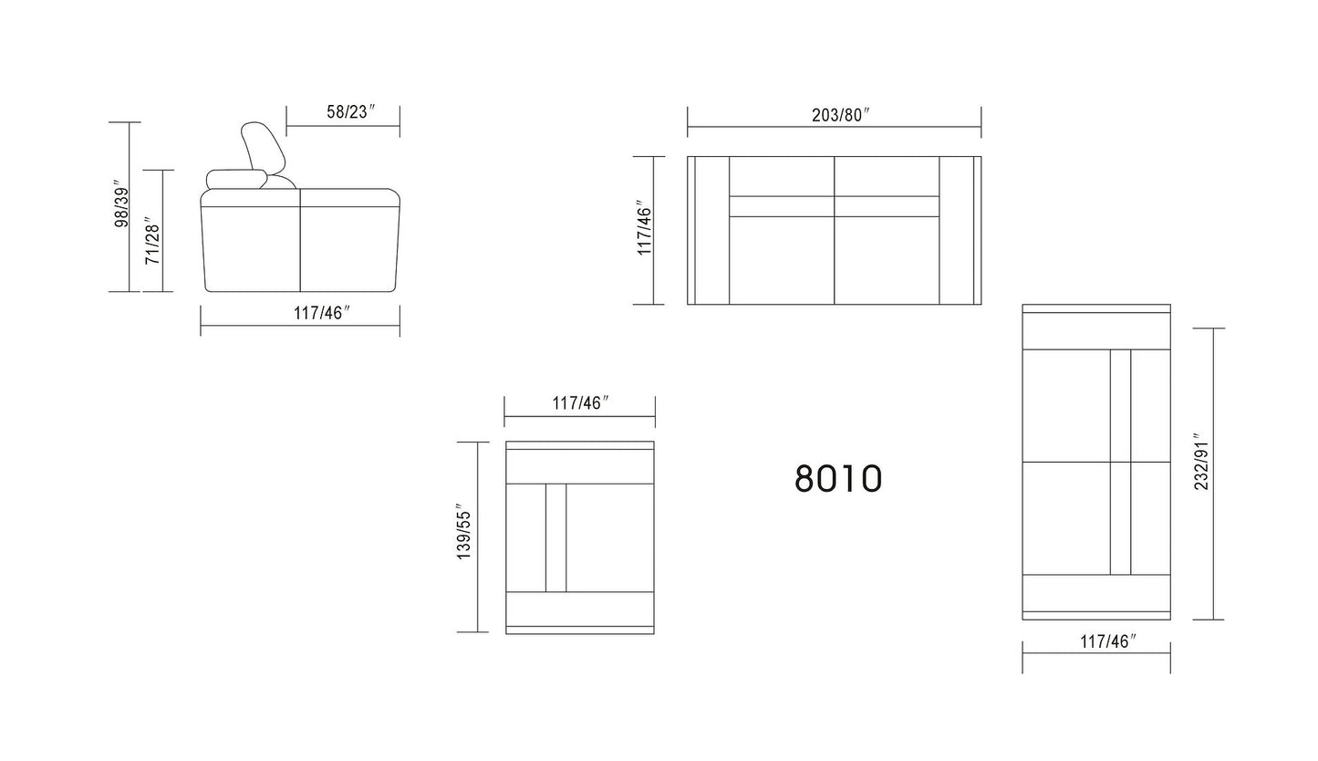 Domo White TOP GRAIN LEATHER Sofa and Loveseat MI-8010