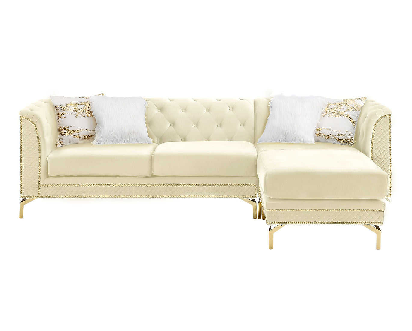 Zia Beige Velvet Reversible Sectional S8181