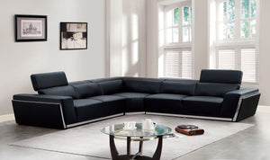 Domo Black TOP GRAIN LEATHER Sectional MI-8010A