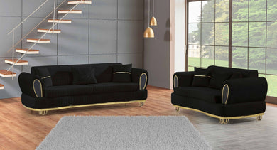 Kelebek Black Velvet Sofa and Loveseat S5501