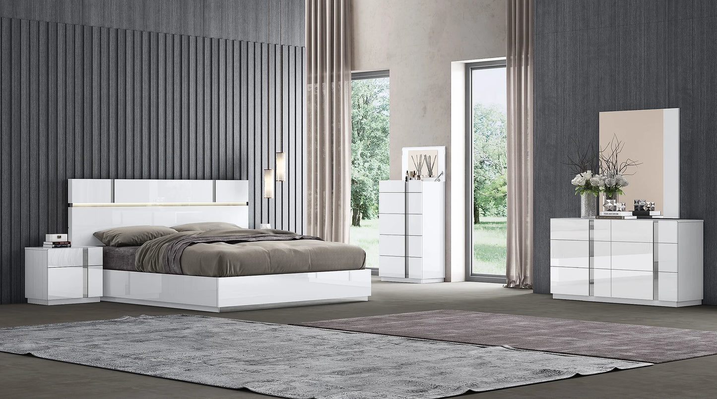 Chloe Collection White Platform Italian Bedroom Set B82