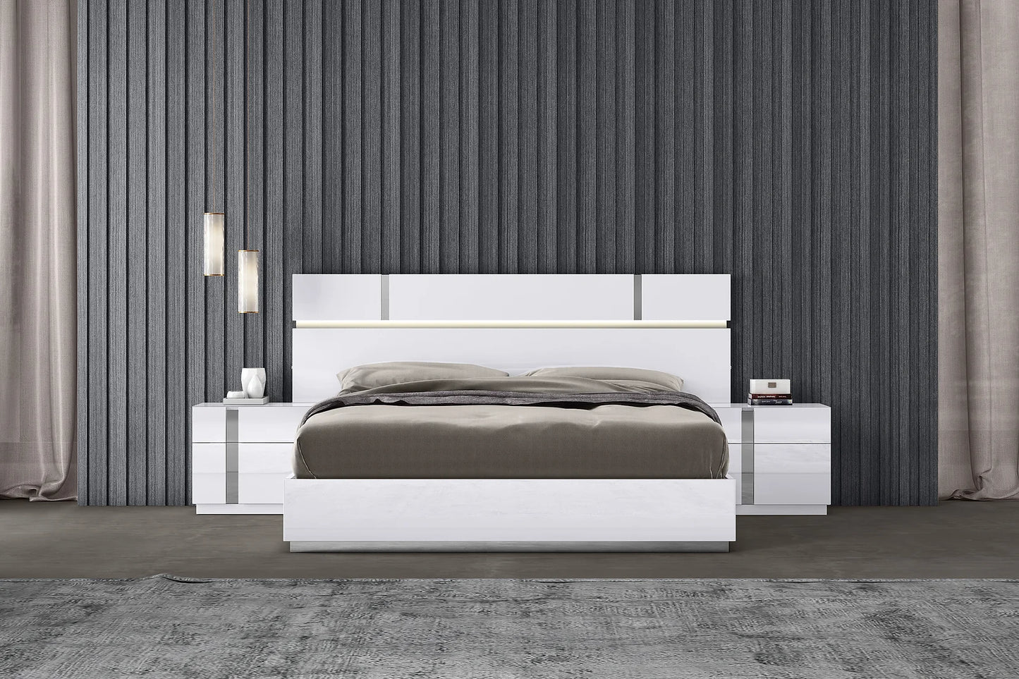 Chloe Collection White Platform Italian Bedroom Set B82