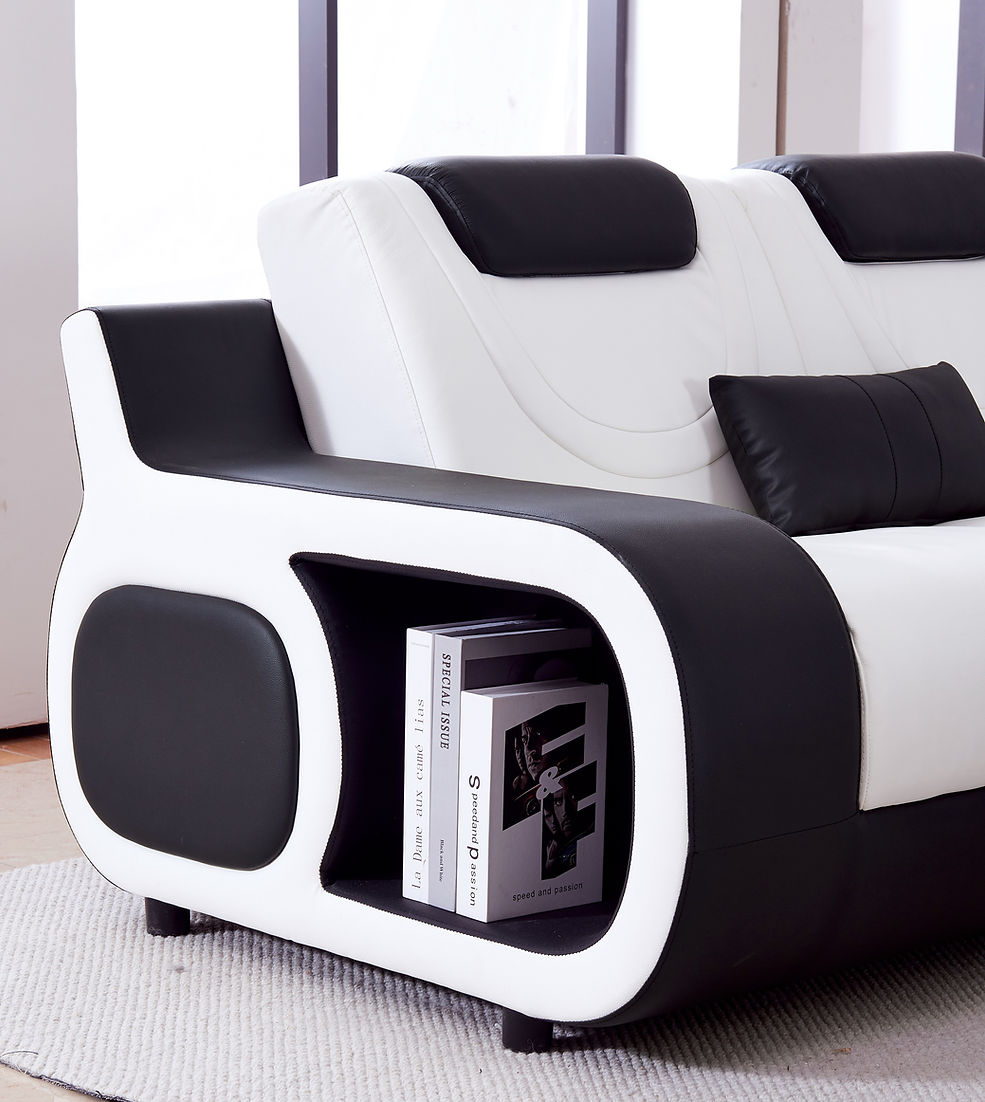 Tron White/Black Sectional with Coffee Table MI-2130