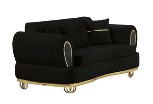 Kelebek Black Velvet Sofa and Loveseat S5501