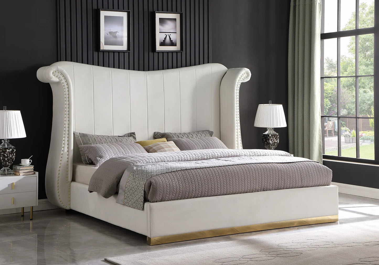 Luna 66" Cream Queen Platform Bed B400